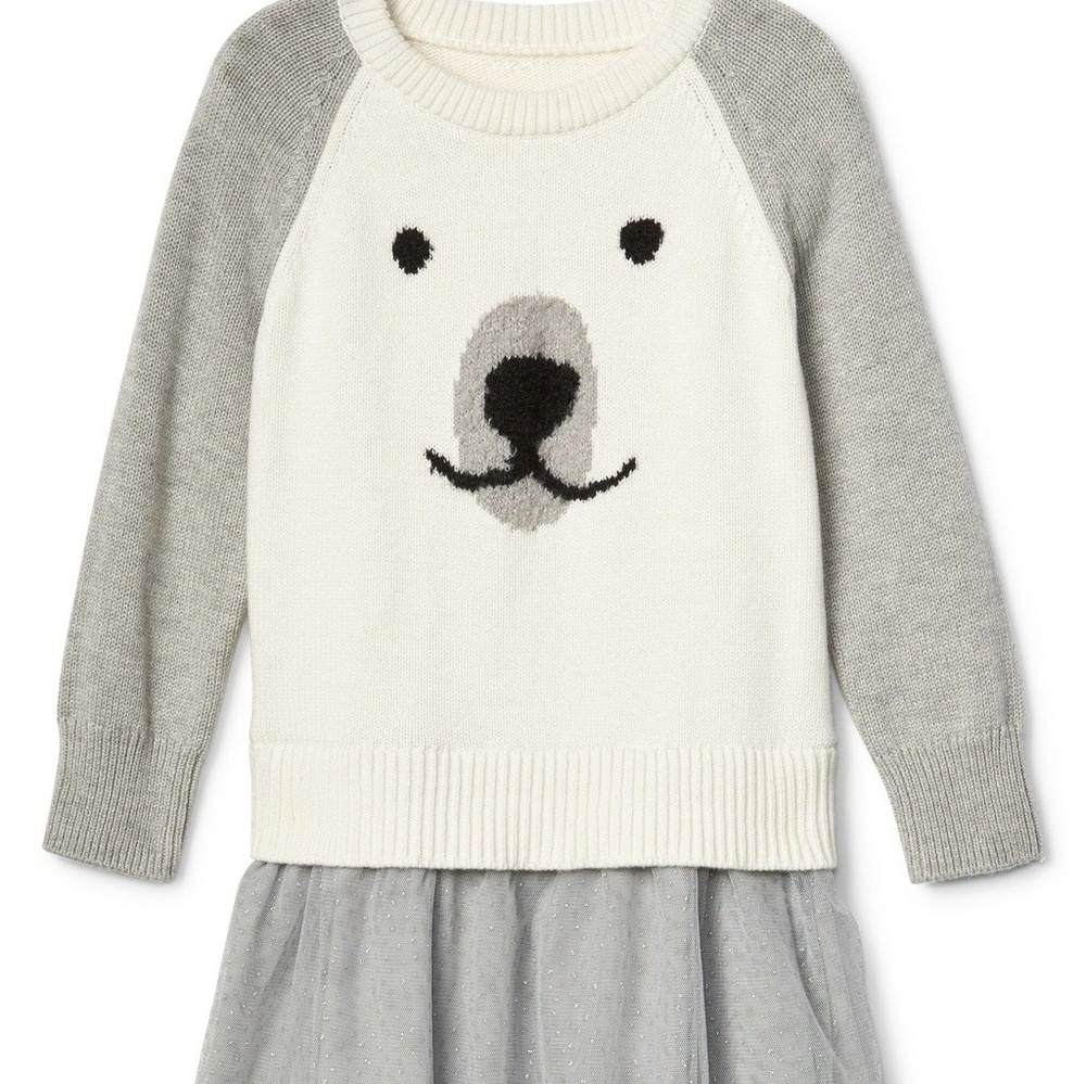Gap polar bear mixed fabric tutu dress 18-24mo